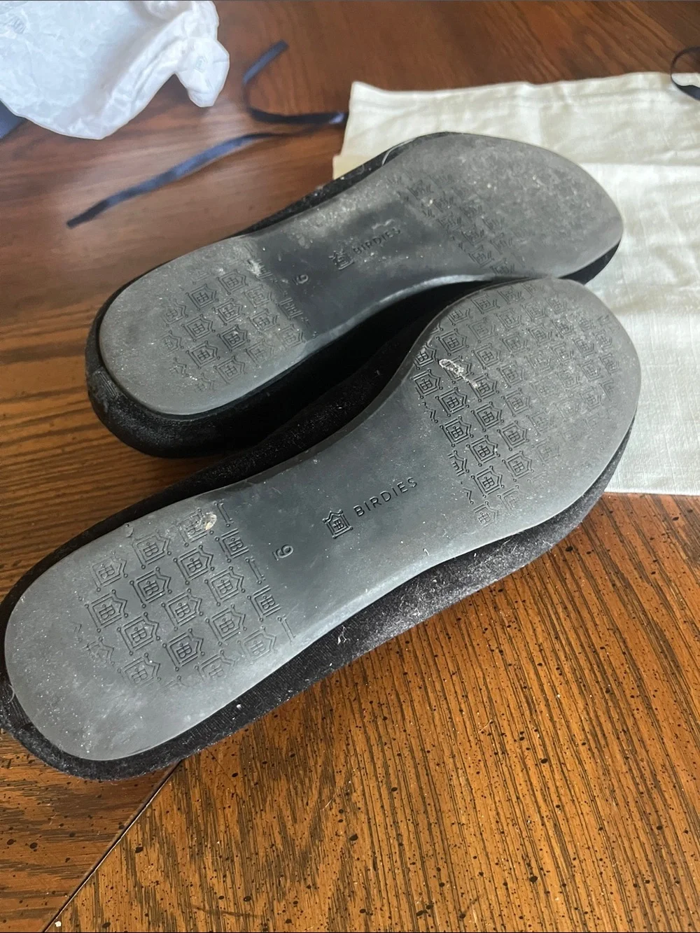 Birdies Black Velvet Quilted Insole Slip-On Loafers